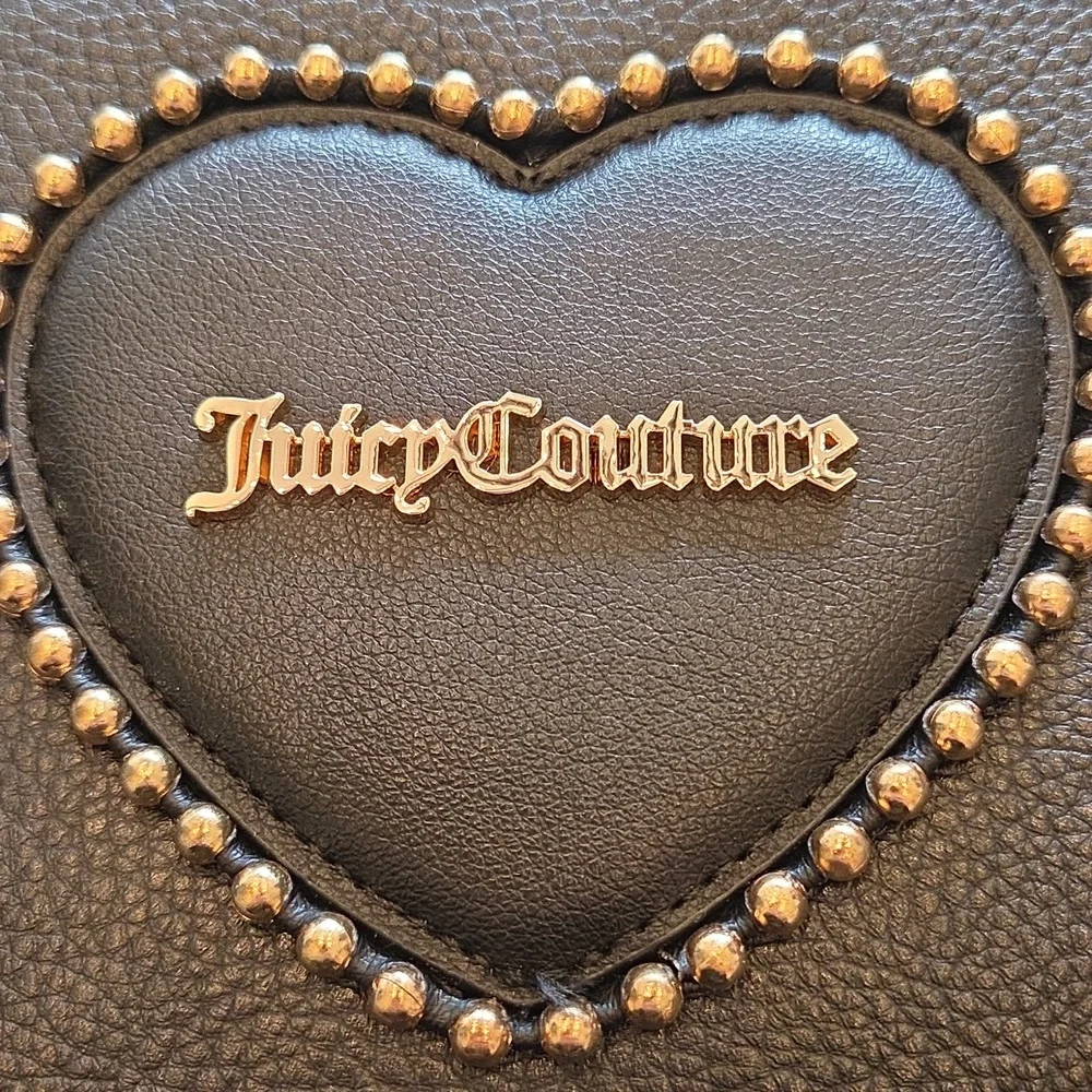 Juicy Couture Black Wristlet with Gold Heart Accents NEW